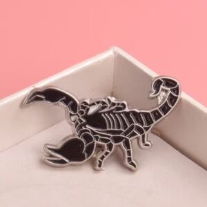 Black Scorpion Enamel Pin - Silver Outline